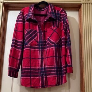 Cozy Red and Pink Button-Down Shirt